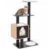 Pawhut Arbre A Chats Design Contemporain Griffoirs Grattoirs Sisal Naturel Centre D‘activites Niche Plate-formes Jeu Boules Suspendues Mdf Noir Hetre