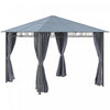 Outsunny 10' X 10' Pavillon De Jardin Polycarbonate A Toit Rigide Gazebo Exterieur Patio Avec Cadre En Aluminium Et Rideaux, Gris Fonce