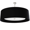 Luminaire suspendu Helena de Dainolite de 30 po de diamètre avec abat-jour noir et blanc qui diffuse la lumière, fini chromé poli et 4 ampoules