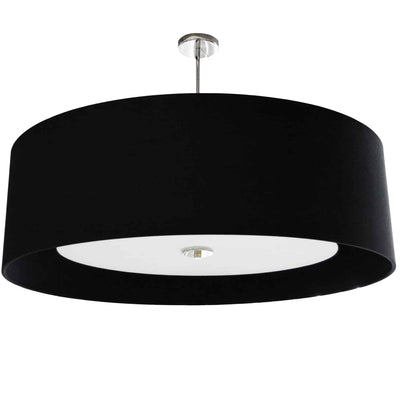 Dainolite Helena 4 Light Pendant 30" Dia Polished Chrome Finish Black Shade White Diffuser Lamp|Luminaire suspendu Helena de Dainolite de 30 po de diamètre avec abat-jour noir et blanc qui diffuse la lumière, fini chromé poli et 4 ampoules
