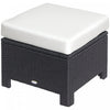 Outsunny Patio Ottoman en rotin coussin Cadre metallique pour jardin blanc