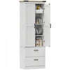HOMCOM Armoire de garde-manger de cuisine 67\", etageres reglables, creme