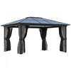 Outsunny Gazebo 12' x 15' avec toit rigide en polycarbonate et structure en aluminium
