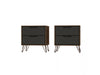 Table de nuit Rockefeller Mid-Century Modern 20\" en gris (2 tiroirs) - Lot de 2