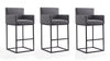 Tabouret de bar rembourre en metal gris style mid-century modern Ambassador - Lot de 3