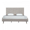 Lit king moderne Crosby en velours capitonne coloris grege