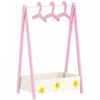 Qaba Portant a vetements pour enfants avec rangement et cintres, rose