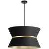 Luminaire suspendu Caterine de Dainolite de 24 po de diamètre, avec abat-jour noir, anneau doré, fini noir mat et 4 ampoules