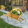 Chariot De Fleur Rustique Interieur/exterieur Decoratif De Planteur De Wagon En Bois Costway Avec Roue Beige