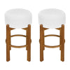 Vera – Lot de 2 tabourets de bar en bois d’hevea pour interieur avec coussin rond ivoire, finition noyer