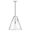 Grand luminaire suspendu Pollyde Dainolite en verre transparent, avec fini chromé poli et 1 ampoule