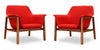 Fauteuil d’appoint Miller style milieu du siecle en tissu lin orange brule – Lot de 2