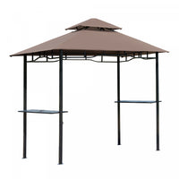 Pavillon Abri Tonnelle De Jardin Pour Barbecue 245l X 148l X 255h Cm Chocolat