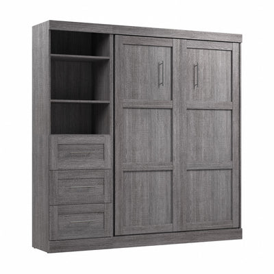 Bestar Pur Full Murphy Bed and Storage Unit with Drawers 84-Inch Wall Bed - Bark Grey|Lit double escamotable mural Pur de Bestar de 84 po avec rangement et tiroirs - gris écorce