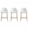 Tabouret de comptoir moderne en metal et tissu Gracie, blanc et or - Lot de 3