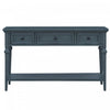 Table Console Sabina En Bois Massif Avec 3 Tiroirs Et Etagere - Bleu Marine