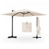 Costway Parasol suspendu carre cantilever 9,5FT avec 2 niveaux, rotation 360° pour patio exterieur beige