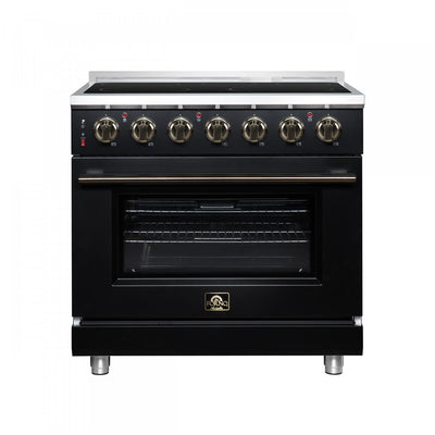 Forno Massimo 36 Inch Freestanding Electric Range, 5 radiant burners, 5.36 cu.ft., Black- FFSEL6020-36BLK | Cuisiniere electrique Massimo de 36 po, 5 foyers radiants, 5,36 pi³, noir – FFSEL6020-36BLK