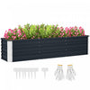 Outsunny Lit de jardin sureleve galvanise, gants d'installation, gris fonce
