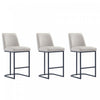 Tabouret de comptoir moderne en metal et tissu Serena, gris clair - Lot de 3