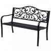 Outsunny Banc De Jardin En Metal De 50 Po Motif Floral Vintage, Noir