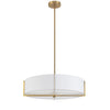 Luminaire suspendu Preston de Dainolite de 21 po de diamètre avec abat-jour blanc, fini laiton vieilli et 4 ampoules