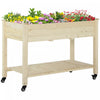 Outsunny Jardiniere Surelevee Surelevee Pour Jardiniere Mobile En Bois Avec Roues Verrouillables, Etagere De Rangement Pour Herbes Et Legumes Terrasse Arriere-cour Balcon Zebrano
