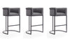 Tabouret de bar cosmopolite mi-siecle moderne en metal et tissu gris - Lot de 3