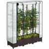 Outsunny Lit De Jardin Sureleve Avec Treillis, Jardiniere Avec Housse En Pe