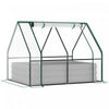 Outsunny Lit De Jardin Sureleve Galvanise De 4' X 3' Avec Mini Housse De Serre En Plastique, Jardiniere D'exterieur En Metal Avec 2 Fenetres Enroulables Pour Cultiver Fleurs, Fruits, Transparent