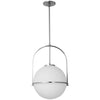 Petit luminaire suspendu Paola de Dainolite en verre blanc opale, avec fini chromé poli et 1 ampoule