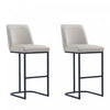 Tabouret de bar moderne en metal et tissu Serena, gris clair - Lot de 2