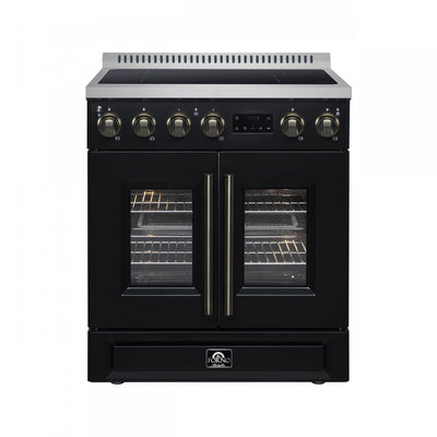 Forno Torino French Door 30 Inch Black Induction Range, 4.32 cu.ft. - FFSIN0950-30BLK Electric Range | Cuisiniere a induction Torino de 30 po, noire, avec portes francaises, 4,32 pi³ – FFSIN0950-30BLK