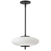Luminaire suspendu Maddie de Dainolite en verre blanc opale, avec fini noir mat et ampoule à DEL de 16 W