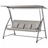 Outsunny Chaise Pivotante De Patio Convertible De Jardin Pour 3 Personnes Hamac Lit De Salon Exterieur Coussin Avec Auvent Inclinable Marron Clair