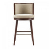 Tabouret de bar moderne en bois avec assise rembourree Evalyn, finition naturelle