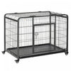 Pawhut Cage Et Niche Pliable En Metal Robuste Pour Chien Avec Plateau Et Couvercle Amovibles Et 4 Roues Verrouillables, Interieur/exterieur 43\"