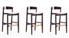 Tabouret de bar en bois rembourre ivoire style Klismos mi-siecle moderne - Lot de 3
