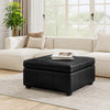 Liam Ottoman Coffre Carre Large de 34,25\" en Simili Cuir avec Rangement, Noir