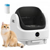 Open-Top Self Cleaning Cat Litter Box with Trash Bag, White