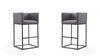 Tabouret de bar Embassy style moderne du milieu du siecle en metal et tissu gris - Lot de 2