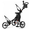 Goplus Pliant 3 Roues Golf Push Cart W/seat Tableau De Bord Poignee Reglable Gris