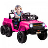 Qaba Voiture Electrique 12v Pour Enfants Avec Telecommande, Suspension A Ressort, Remorque Arriere, Lumiere Led, Musique, Demarrage Progressif, Klaxon, Pour 3-8 Ans, Rose