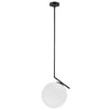 Luminaire suspendu Orion de Dainolite en verre blanc opale, avec fini noir mat et 1 ampoule