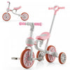 Costway 4 En 1 Enfants Tricycles Avec Poignee De Poussee Et Roues D'entrainement Bebe Equilibre Velo Rose