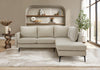 Sofa Sectionnel Rembourre, 85\" De Large, Tissu Beige, Pieds En Metal Noir