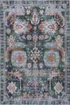 Aqua Flammes Verte Tapis Lavable Et Antiderapant A Poils Ras 5'x7'