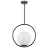 Luminaire suspendu Adrienna de Dainolite en verre blanc opale, avec fini noir mat et 1 ampoule 15.75 po