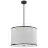 Luminaire suspendu Prudy de Dainolite avec abat-jour plissé blanc, fini noir mat et 4 ampoules