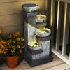 Outsunny Fontaine a Cascade Exterieure a 4 Niveaux 85 cm avec Lumieres LED et Pompe, Gris